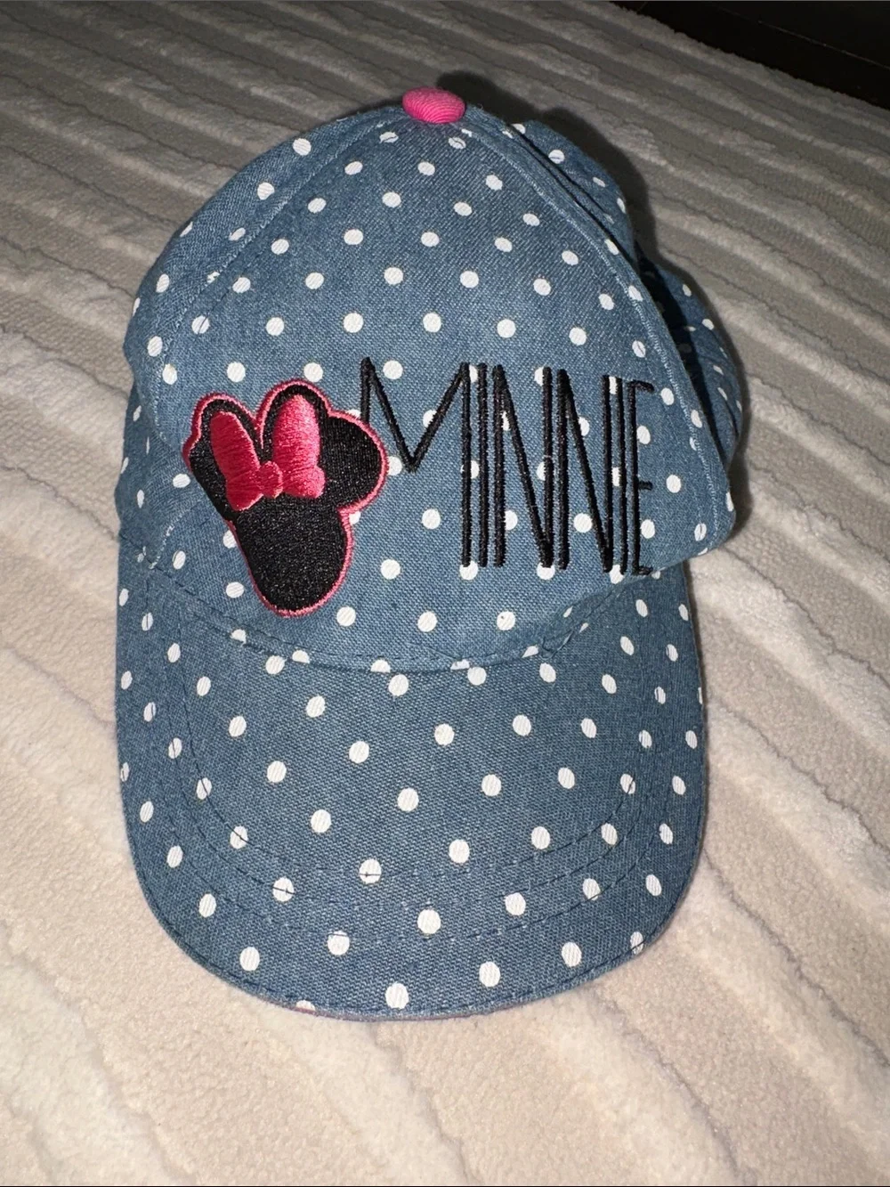 Disney Blue Polka Dot Minnie Baseball Cap with Pink Accents